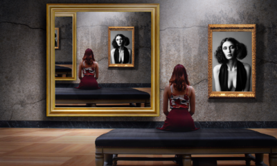 This picture show a person looking at a mirror